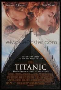8c915 TITANIC style A revised int'l DS 1sh 1997 Leonardo DiCaprio & Winslet, Cameron, collide with destiny!