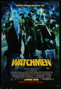 8c964 WATCHMEN int'l advance DS 1sh 2009 Zack Snyder, Crudup, Jackie Earle Haley, who's watching?