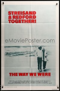 8c967 WAY WE WERE int'l 1sh 1973 Barbra Streisand & Robert Redford walk on the beach!