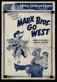 8d170 GO WEST English pressbook 1941 different image of The Marx Bros. Groucho, Chico & Harpo!