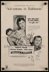 8d013 ADVENTURE IN BALTIMORE pressbook 1949 art of Robert Young, John Agar & cute Shirley Temple!