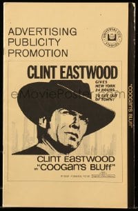 8d103 COOGAN'S BLUFF pressbook 1968 Clint Eastwood in New York City, directed by Don Siegel!