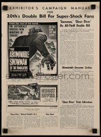 8d163 GHOST DIVER/ABOMINABLE SNOWMAN OF THE HIMALAYAS pressbook 1957 2-bill for super-shock fans!