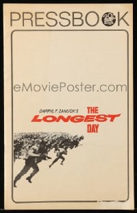 8d255 LONGEST DAY pressbook R1969 Zanuck's World War II D-Day movie with 42 international stars!