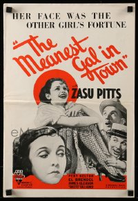 8d279 MEANEST GAL IN TOWN pressbook 1934 Zasu Pitts' face was the other girl's fortune!