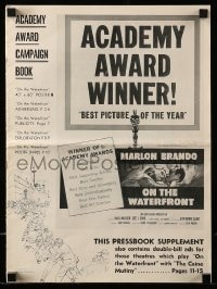8d309 ON THE WATERFRONT awards pressbook 1954 Elia Kazan classic, many images of Marlon Brando!