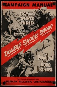 8d326 PHANTOM FROM 10,000 LEAGUES/DAY THE WORLD ENDED pressbook 1956 schlock horror double-bill!