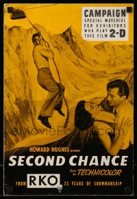 8d377 SECOND CHANCE 2D pressbook 1953 cool art of Robert Mitchum, sexy Linda Darnell & cable car!