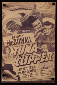 8d454 TUNA CLIPPER pressbook 1949 Roddy McDowall, Elena Verdugo, Roland Winters, cool shark art!