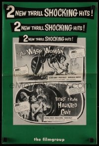 8d476 WASP WOMAN/BEAST FROM HAUNTED CAVE pressbook 1959 fantastic horror/sci-fi double bill!