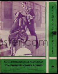 8d337 PRINCESS COMES ACROSS English pressbook 1936 Carole Lombard & Fred MacMurray, rare!