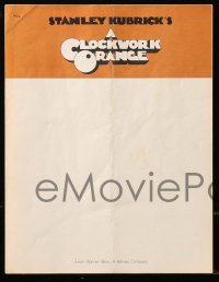 8d502 CLOCKWORK ORANGE set of 2 presskit supplements 1972 Stanley Kubrick classic, Malcolm McDowell!