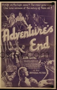 8d014 ADVENTURE'S END pressbook 1937 young John Wayne & pretty Diana Gibson on ship at sea!