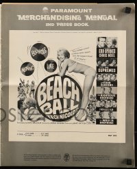 8d037 BEACH BALL pressbook 1965 Edd Byrnes, Chris Noel, The Supremes, sexy girl in bikini art!