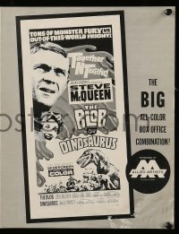 8d054 BLOB/DINOSAURUS pressbook 1964 great close up of Steve McQueen, plus art of T-Rex w/girl!