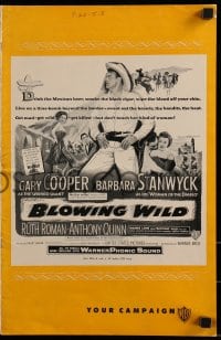 8d057 BLOWING WILD pressbook 1953 Gary Cooper, Barbara Stanwyck, Ruth Roman, Anthony Quinn!