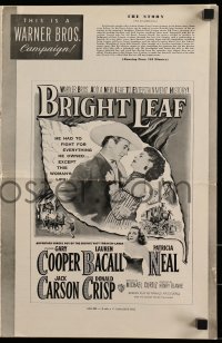 8d066 BRIGHT LEAF pressbook 1950 great images of Gary Cooper & sexy Lauren Bacall, Michael Curtiz