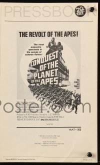8d102 CONQUEST OF THE PLANET OF THE APES pressbook 1972 Roddy McDowall, the revolt of the apes!