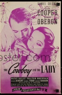 8d105 COWBOY & THE LADY pressbook R1944 great images of Gary Cooper & beautiful Merle Oberon!