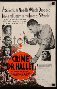 8d106 CRIME OF DR HALLET pressbook 1938 Ralph Bellamy searches for a cure for tropical red fever!