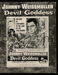 8d116 DEVIL GODDESS pressbook 1955 Johnny Weissmuller is NOT Jungle Jim, cool jungle montage art!