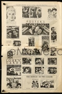 8d117 DEVIL'S BROTHER pressbook 1933 Hal Roach, Stan Laurel & Oliver Hardy, Hirschfeld poster art!