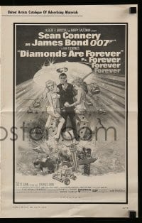 8d119 DIAMONDS ARE FOREVER pressbook 1971 McGinnis art of Sean Connery as James Bond 007!