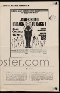 8d125 DR. NO/FROM RUSSIA WITH LOVE pressbook 1965 Sean Connery is James Bond, danger & excitement!