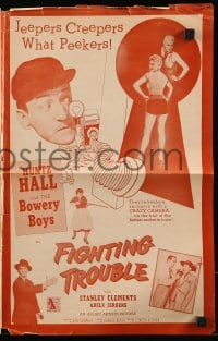 8d141 FIGHTING TROUBLE pressbook 1956 Huntz Hall & the Bowery Boys, jeepers creepers what peekers!