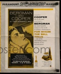 8d147 FOR WHOM THE BELL TOLLS pressbook R1957 Gary Cooper & Ingrid Bergman, Ernest Hemingway!