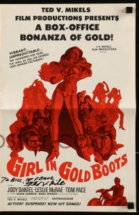 8d167 GIRL IN GOLD BOOTS signed pressbook 1968 by Ted V. Mikels, Ted V. Mikels, she hungered for fame & men!