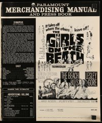 8d169 GIRLS ON THE BEACH pressbook 1965 Beach Boys, Lesley Gore, LOTS of sexy babes in bikinis!
