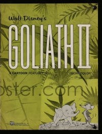 8d179 GOLIATH II pressbook 1960 Walt Disney cartoon short about smallest elephant, rare!