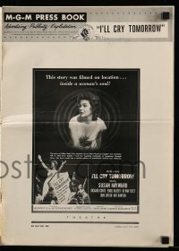 8d211 I'LL CRY TOMORROW pressbook 1955 artwork of distressed Susan Hayward in her greatest performance!