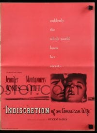 8d218 INDISCRETION OF AN AMERICAN WIFE pressbook 1954 De Sica, Montgomery Clift, Jennifer Jones