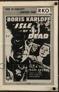 8d221 ISLE OF THE DEAD pressbook R1957 Boris Karloff & Ellen Drew in buried-alive horror!