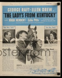 8d243 LADY'S FROM KENTUCKY pressbook 1939 George Raft, Ellen Drew, cool horse racing images!