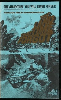 8d244 LAND THAT TIME FORGOT pressbook 1975 Edgar Rice Burroughs, wonderful dinosaur art!