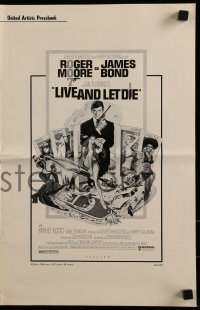 8d251 LIVE & LET DIE pressbook 1973 Roger Moore as James Bond, art by Robert McGinnis!