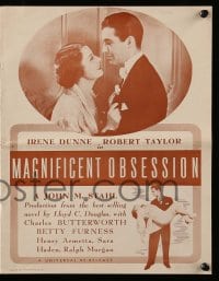 8d262 MAGNIFICENT OBSESSION pressbook R1947 great romantic images of Irene Dunne & Robert Taylor!