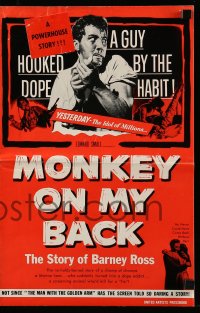 8d287 MONKEY ON MY BACK pressbook 1957 Cameron Mitchell chooses woman over dope & kicks the habit!
