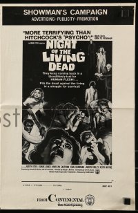 8d302 NIGHT OF THE LIVING DEAD pressbook 1968 George Romero classic, they lust for human flesh!