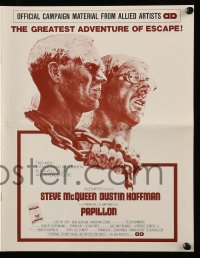 8d318 PAPILLON pressbook 1973 great art of prisoners Steve McQueen & Dustin Hoffman by Tom Jung!