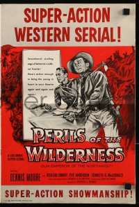 8d323 PERILS OF THE WILDERNESS pressbook 1955 Canadian Mounted Police super-action western serial!