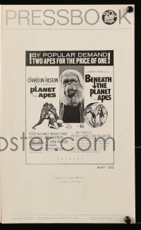 8d330 PLANET OF THE APES/BENEATH THE PLANET OF THE APES pressbook 1971 2 apes for the price of 1!