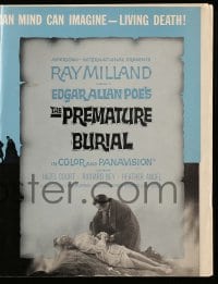 8d333 PREMATURE BURIAL pressbook 1963 Edgar Allan Poe, cool art of Ray Milland buried alive!