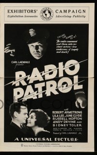 8d350 RADIO PATROL pressbook 1932 cop Robert Armstrong is sent into instant action by radio command!