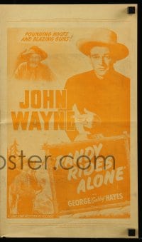 8d352 RANDY RIDES ALONE pressbook R1952 John Wayne, Gabby Hayes, pounding hoofs & blazing guns!
