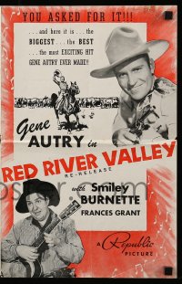 8d355 RED RIVER VALLEY pressbook R1944 the most heroic Gene Autry movie ever made!