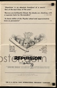 8d356 REPULSION pressbook 1965 Roman Polanski, Catherine Deneuve, cool straight razor image!